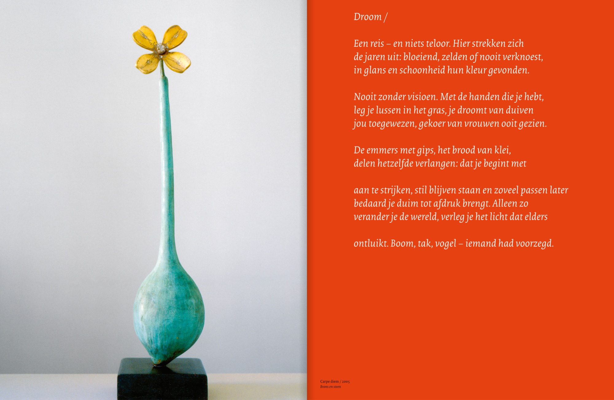 Spread met het beeld Carpe diem en het gedicht Droom